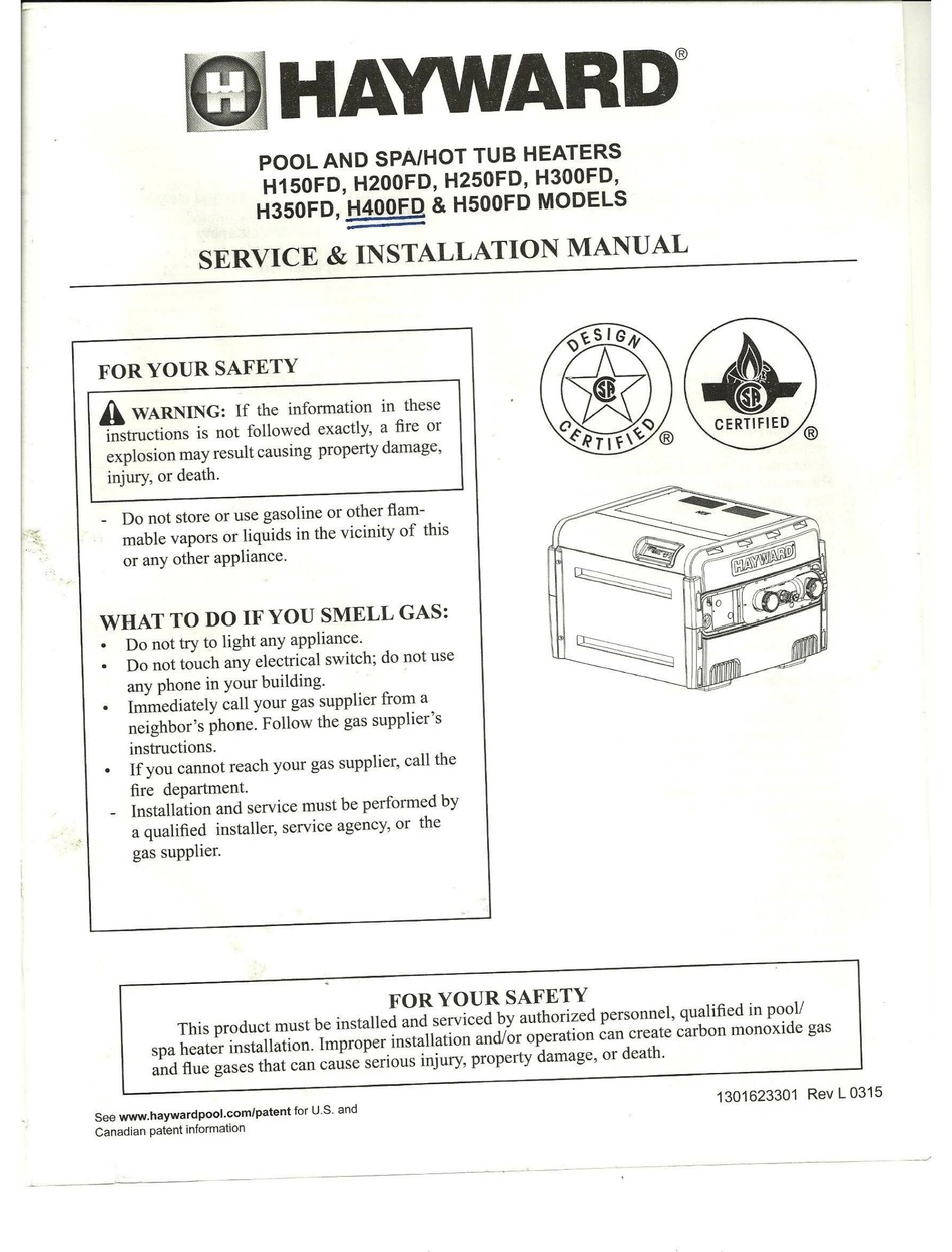 HAYWARD H150FD SERVICE & INSTALLATION MANUAL Pdf Download | ManualsLib