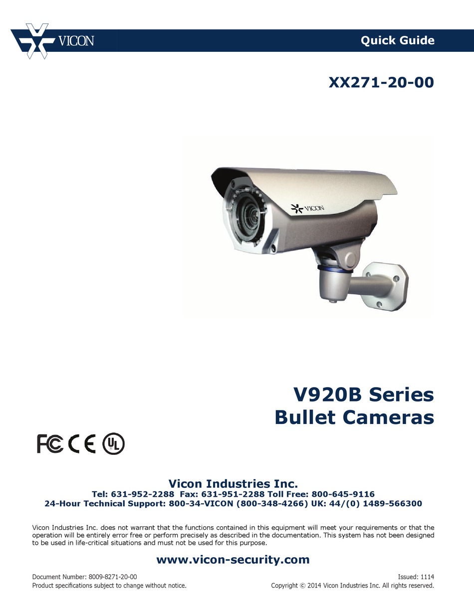 VICON V920B SERIES QUICK MANUAL Pdf Download | ManualsLib