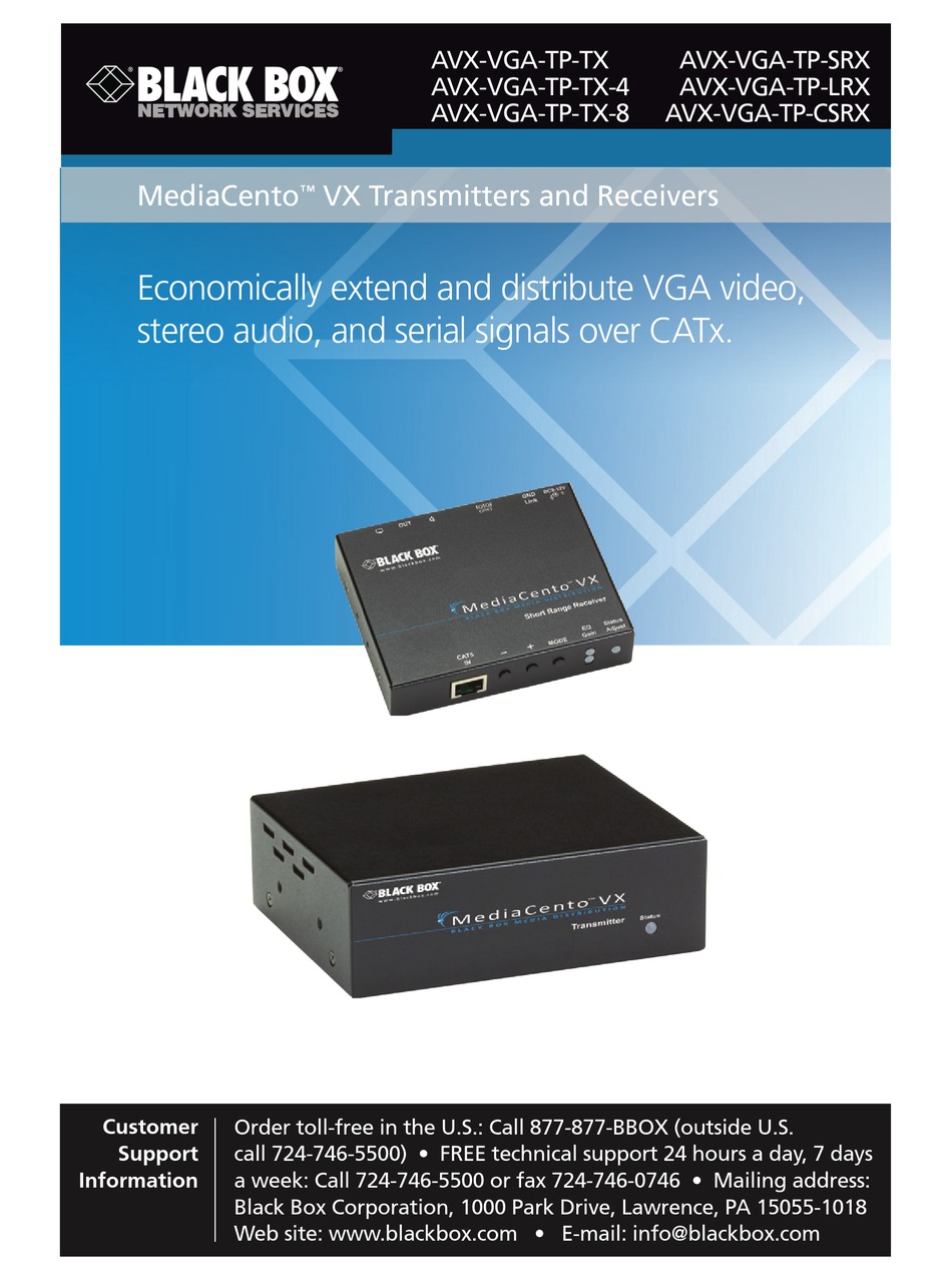 BLACK BOX AVX-VGA-TP-TX USER MANUAL Pdf Download | ManualsLib