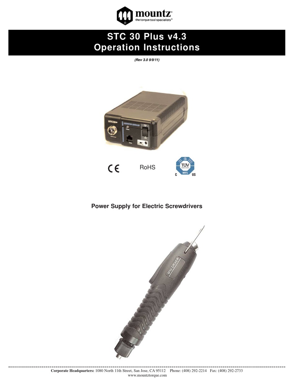 MOUNTZ STC 30 PLUS V4.3 OPERATION INSTRUCTIONS MANUAL Pdf Download