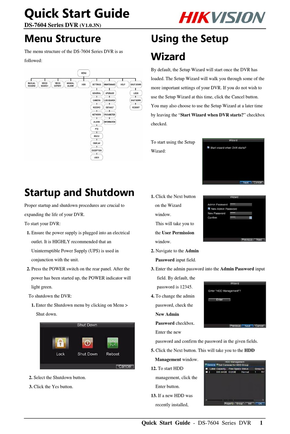 Hikvision Ds 7604 Series Quick Start Manual Pdf Download Manualslib