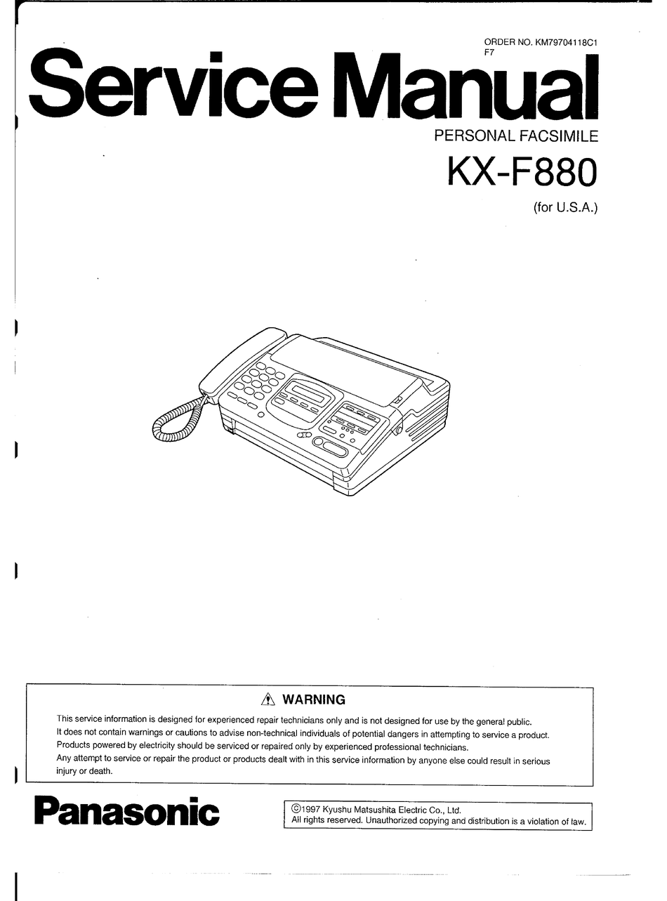 PANASONIC KX-F880 SERVICE MANUAL Pdf Download | ManualsLib