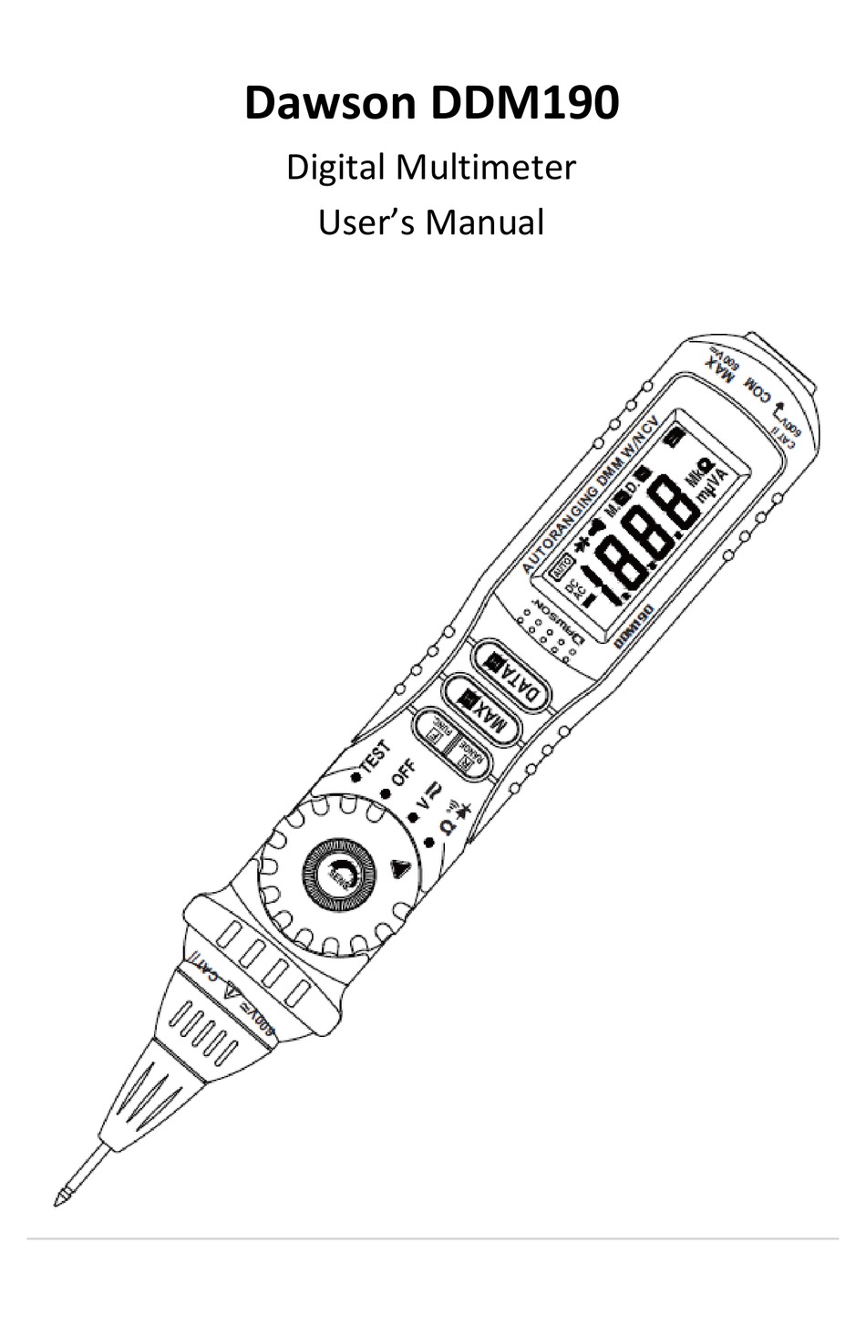 Dawson Tools DDM190 Pen-Type Digital Multimeter 