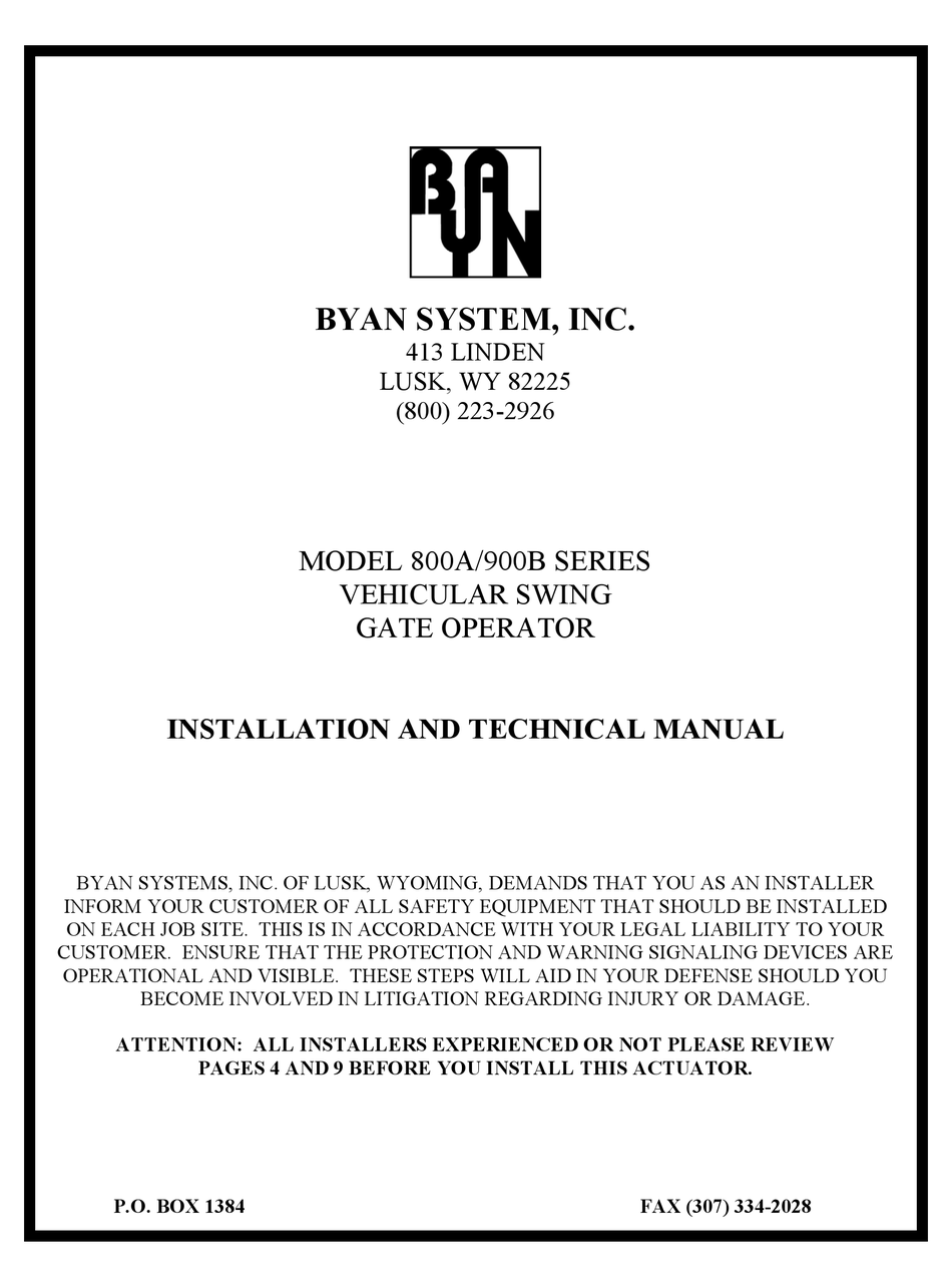 Byan System 800a Series Installation And Technical Manual Pdf Download Manualslib