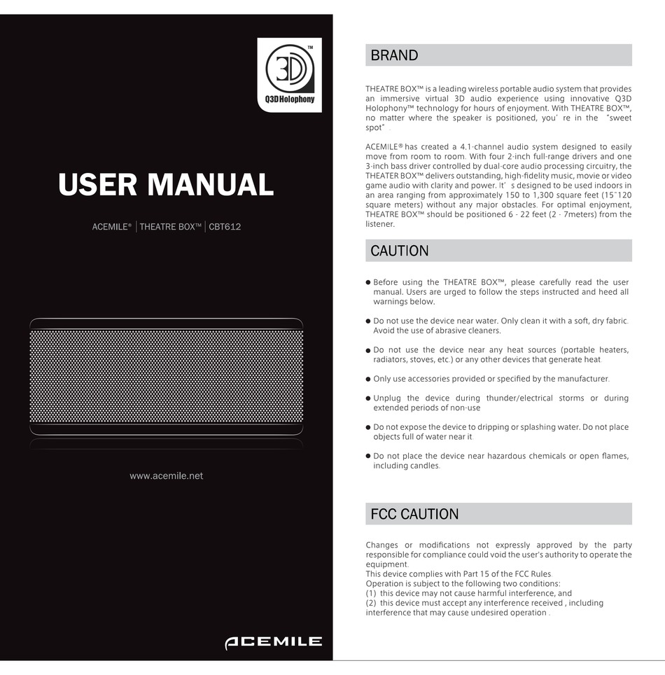 ACEMILE THEATRE BOX CBT612 USER MANUAL Pdf Download | ManualsLib