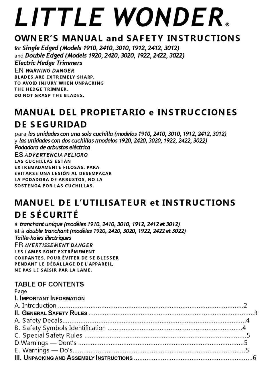 LITTLE WONDER 1910 OWNER'S MANUAL Pdf Download ManualsLib