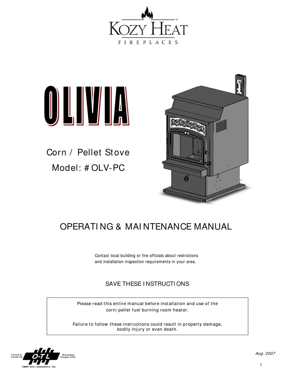 KOZY HEAT OLIVIA OLV-PC OPERATING u0026 MAINTENANCE MANUAL Pdf Download |  ManualsLib