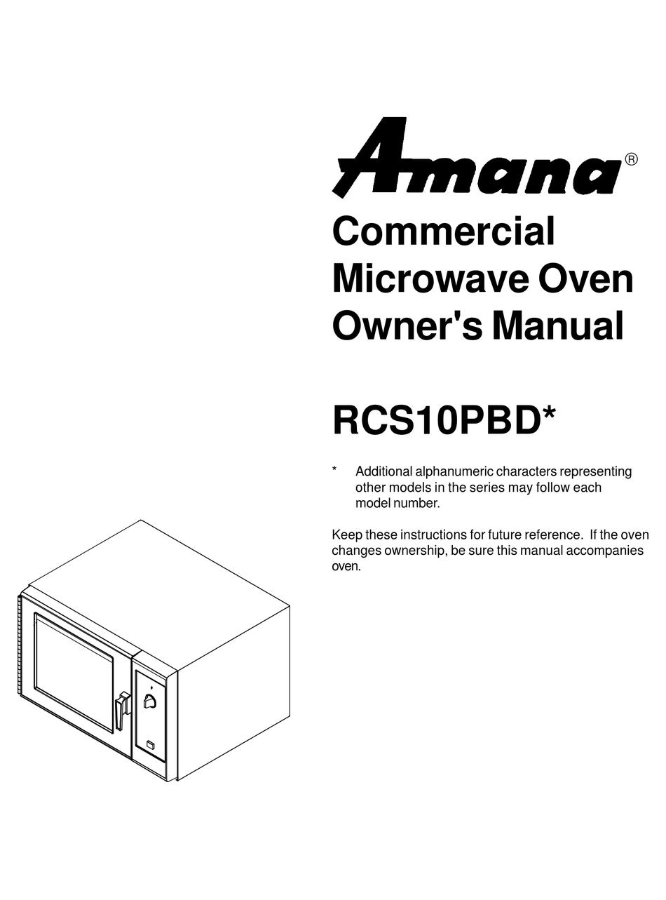AMANA RCS10PBD SERIES OWNER