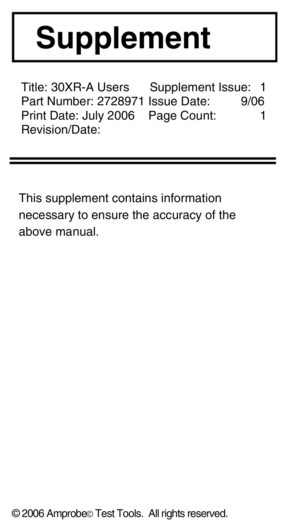 AMPROBE 30XR-A USER MANUAL Pdf Download | ManualsLib