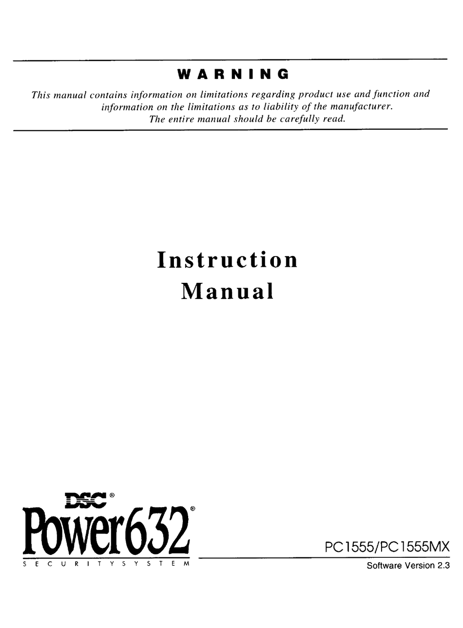 DSC POWER632 PC1555 INSTRUCTION MANUAL Pdf Download ManualsLib