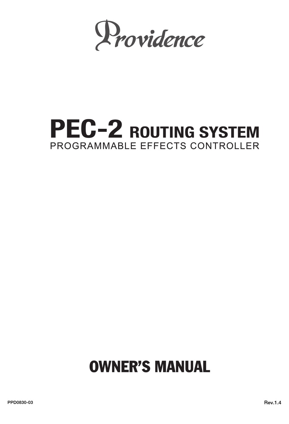 PROVIDENCE PEC-2 OWNER'S MANUAL Pdf Download | ManualsLib