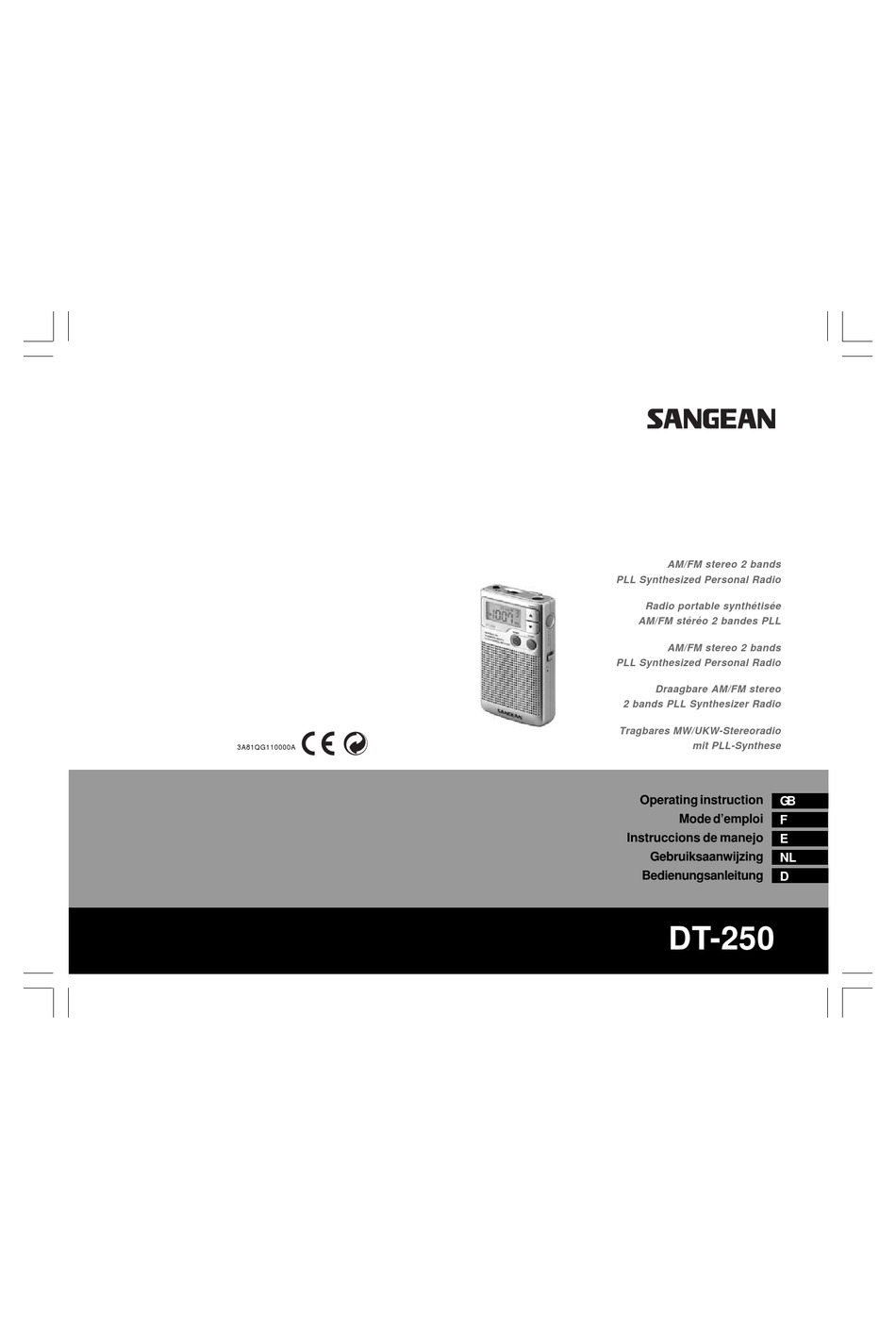 SANGEAN DT250 OPERATING INSTRUCTIONS MANUAL Pdf Download ManualsLib