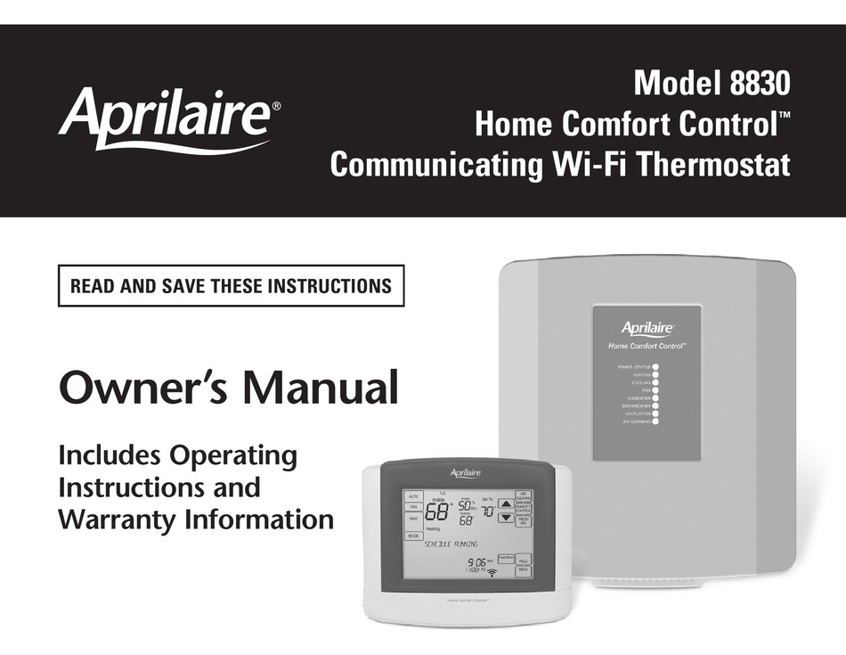 APRILAIRE HOME COMFORT CONTROL 8830 OWNER