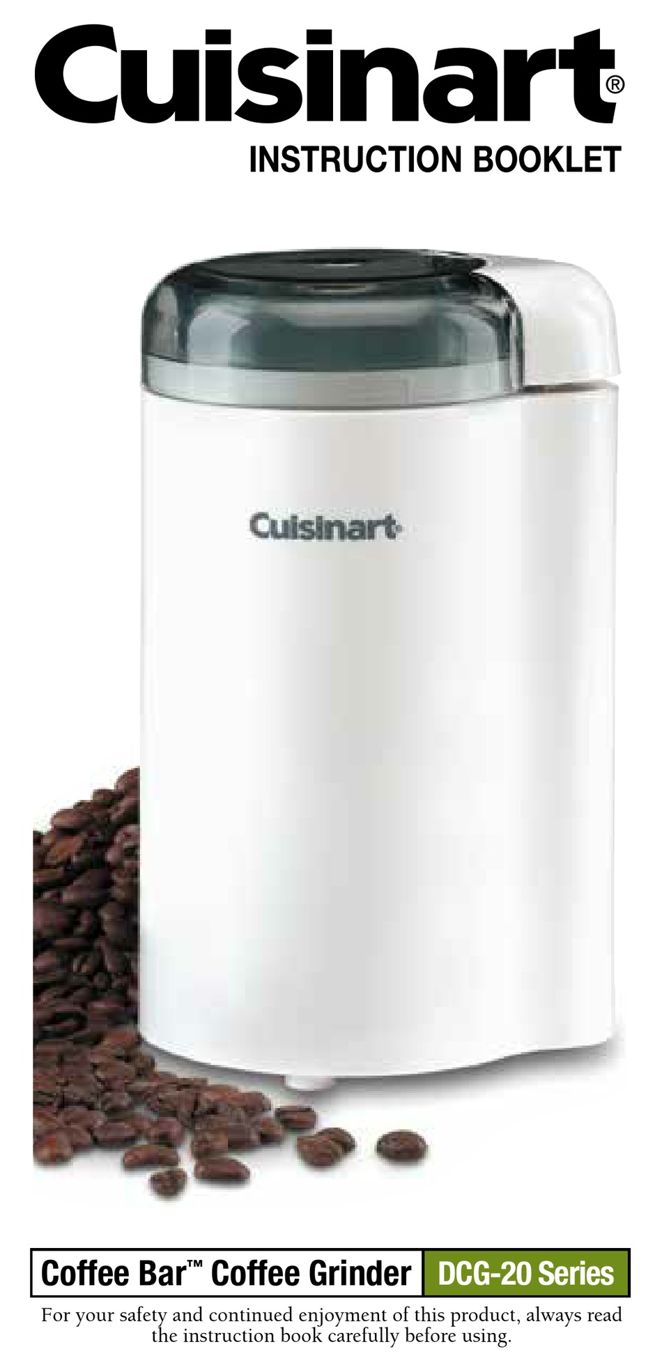CUISINART COFFEE BAR DCG20 SERIES INSTRUCTION BOOKLET Pdf Download