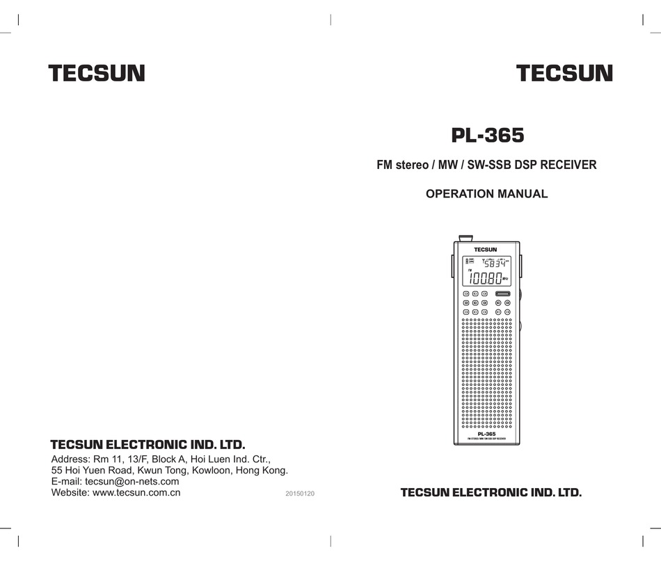 Tecsun Pl 365 Operation Manual Pdf Download Manualslib