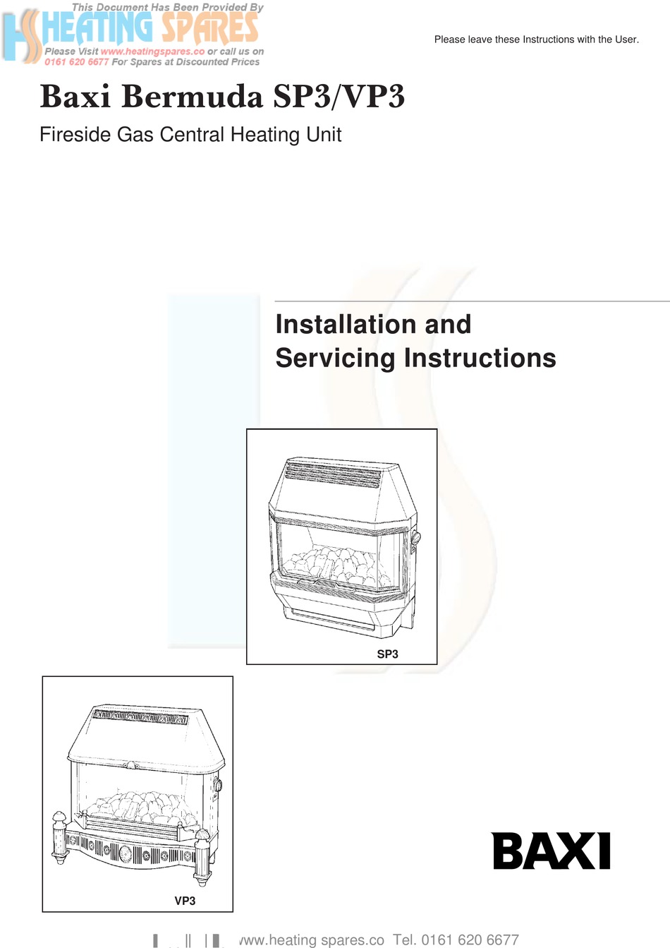 BAXI BERMUDA SP3 INSTALLATION AND SERVICING MANUAL Pdf Download