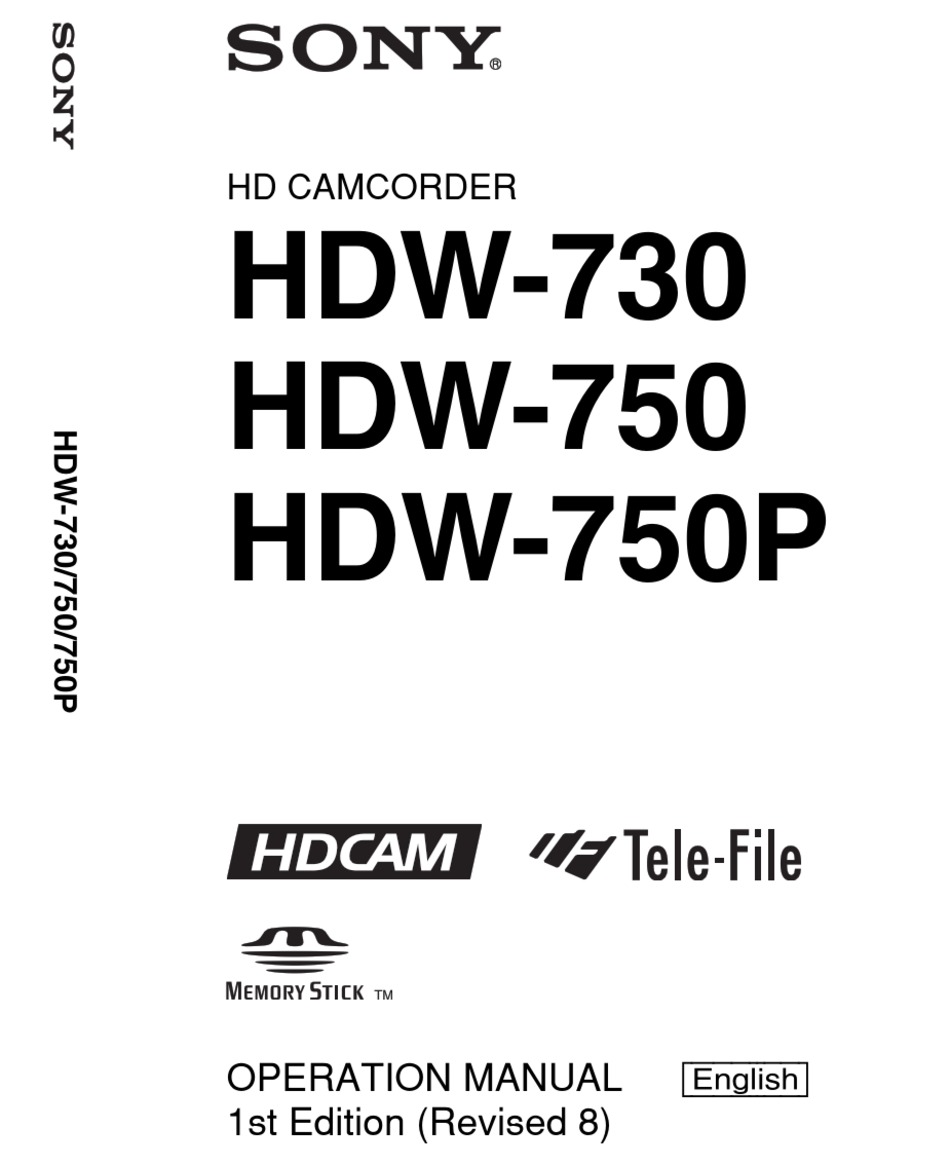 Sony Hdw 730 Operation Manual Pdf Download Manualslib