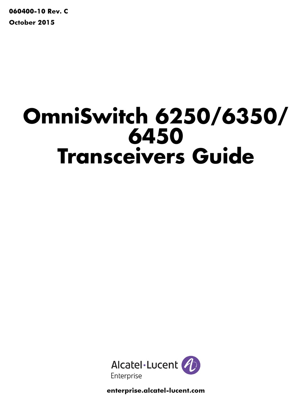 ALCATELLUCENT OMNISWITCH 6250 OWNER'S MANUAL Pdf Download ManualsLib