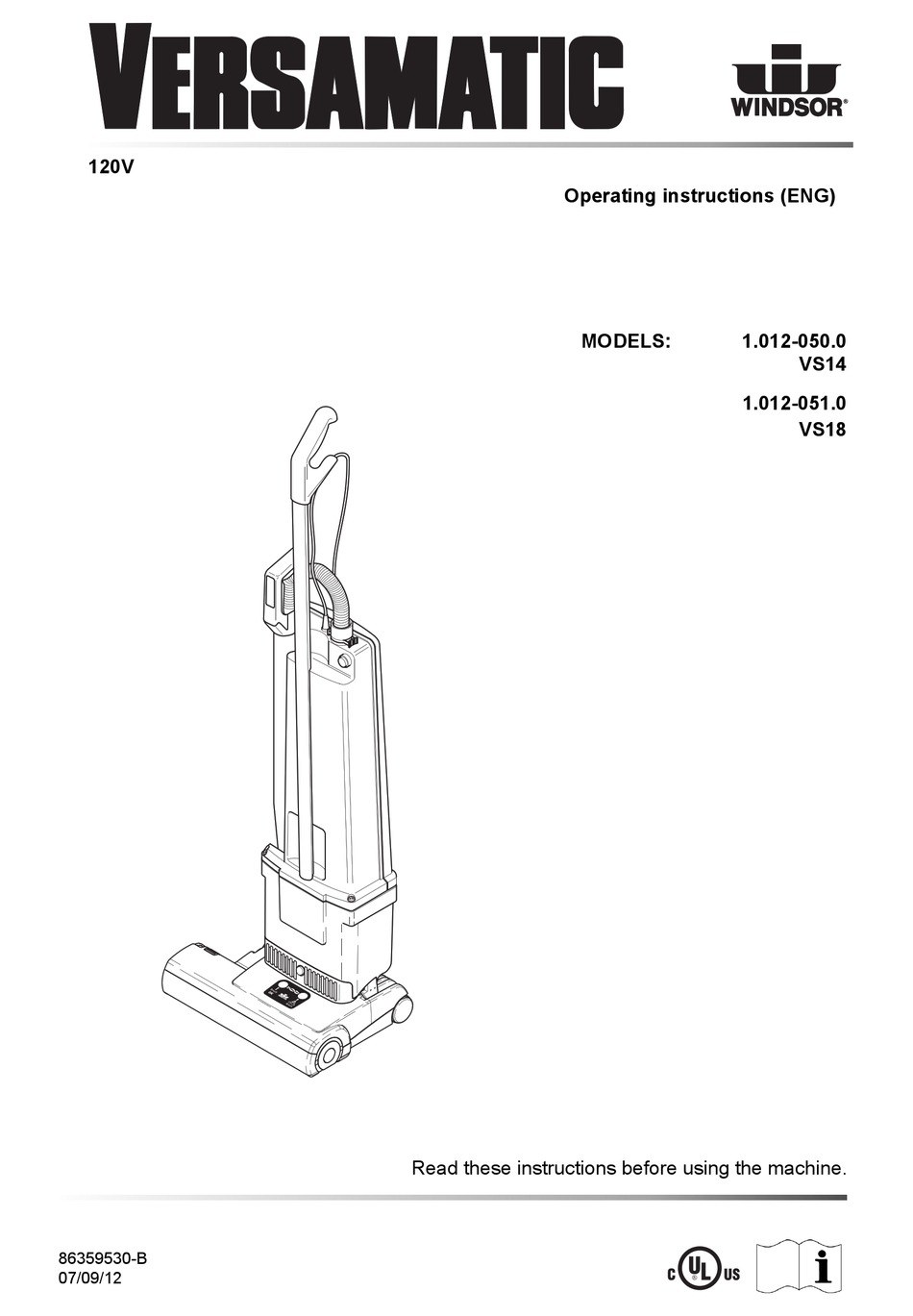 WINDSOR VS14 OPERATING INSTRUCTIONS MANUAL Pdf Download ManualsLib