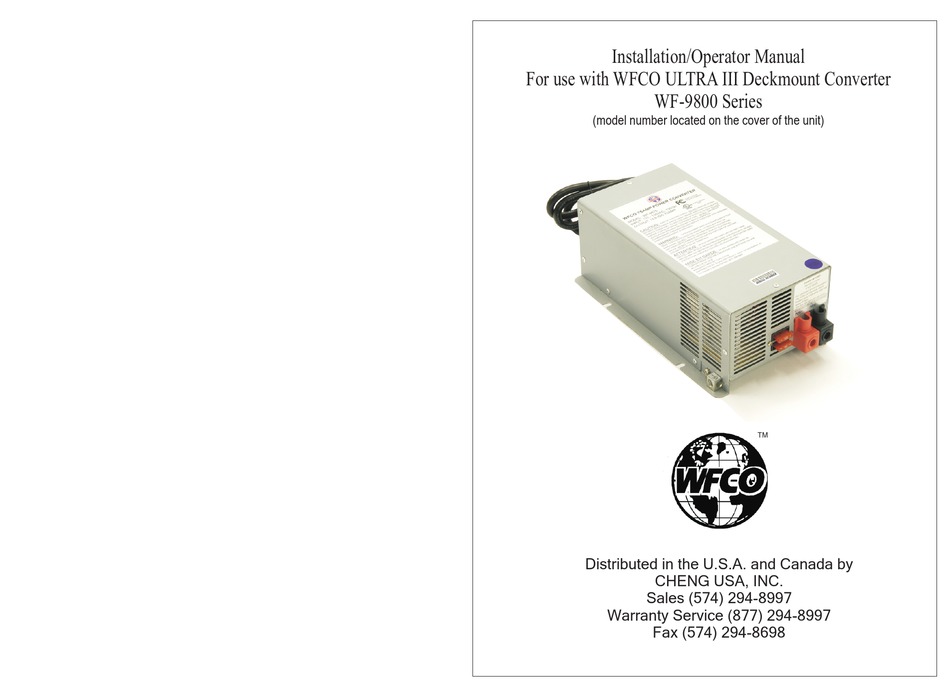 WFCO ULTRA III WF-9800 SERIES INSTALLATION & OPERATOR'S MANUAL Pdf