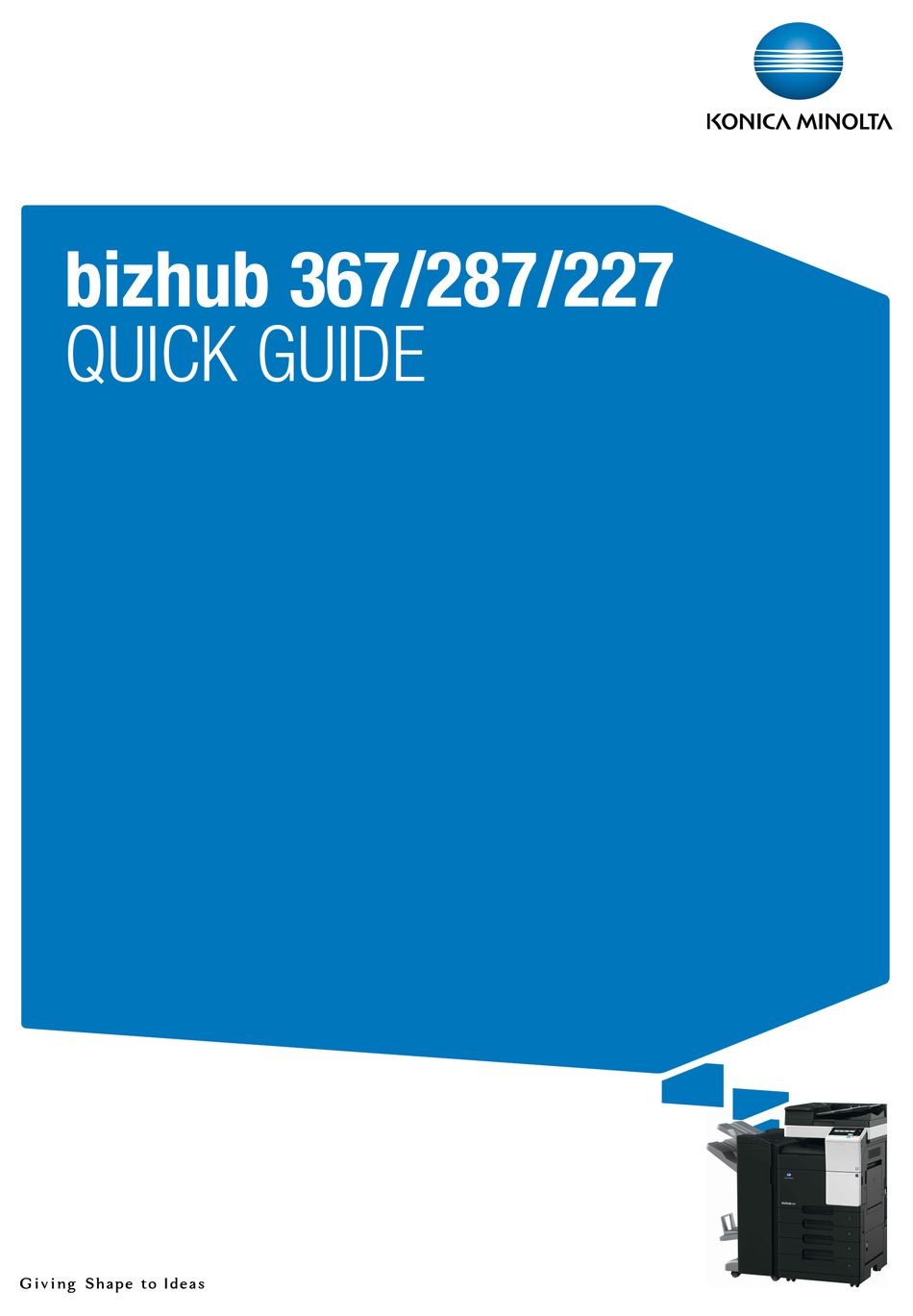 Konica Minolta Bizhub 367 Quick Manual Pdf Download Manualslib