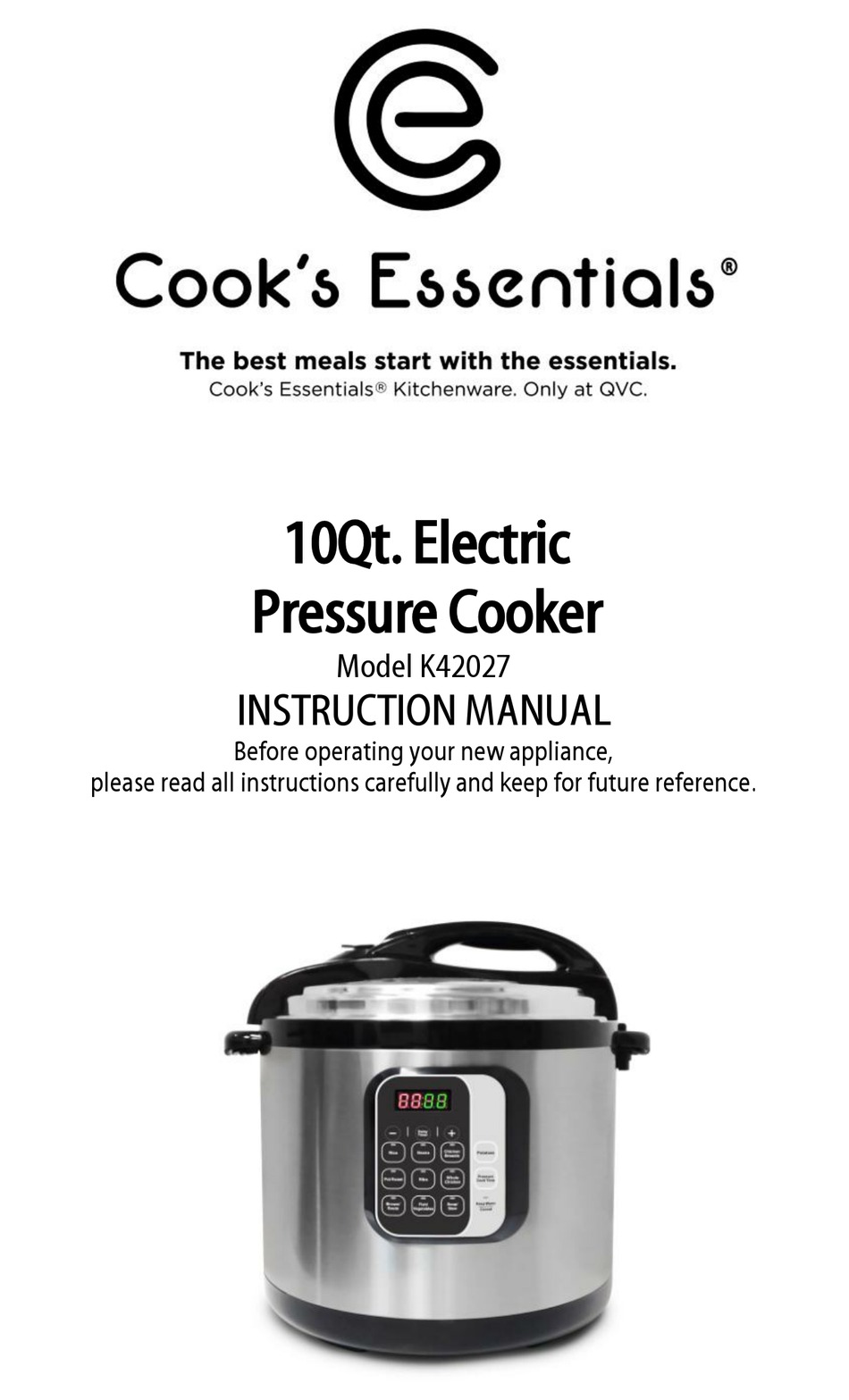 Cook's Essentials Electric Pressure Cooker 99700 & 99740 Manual