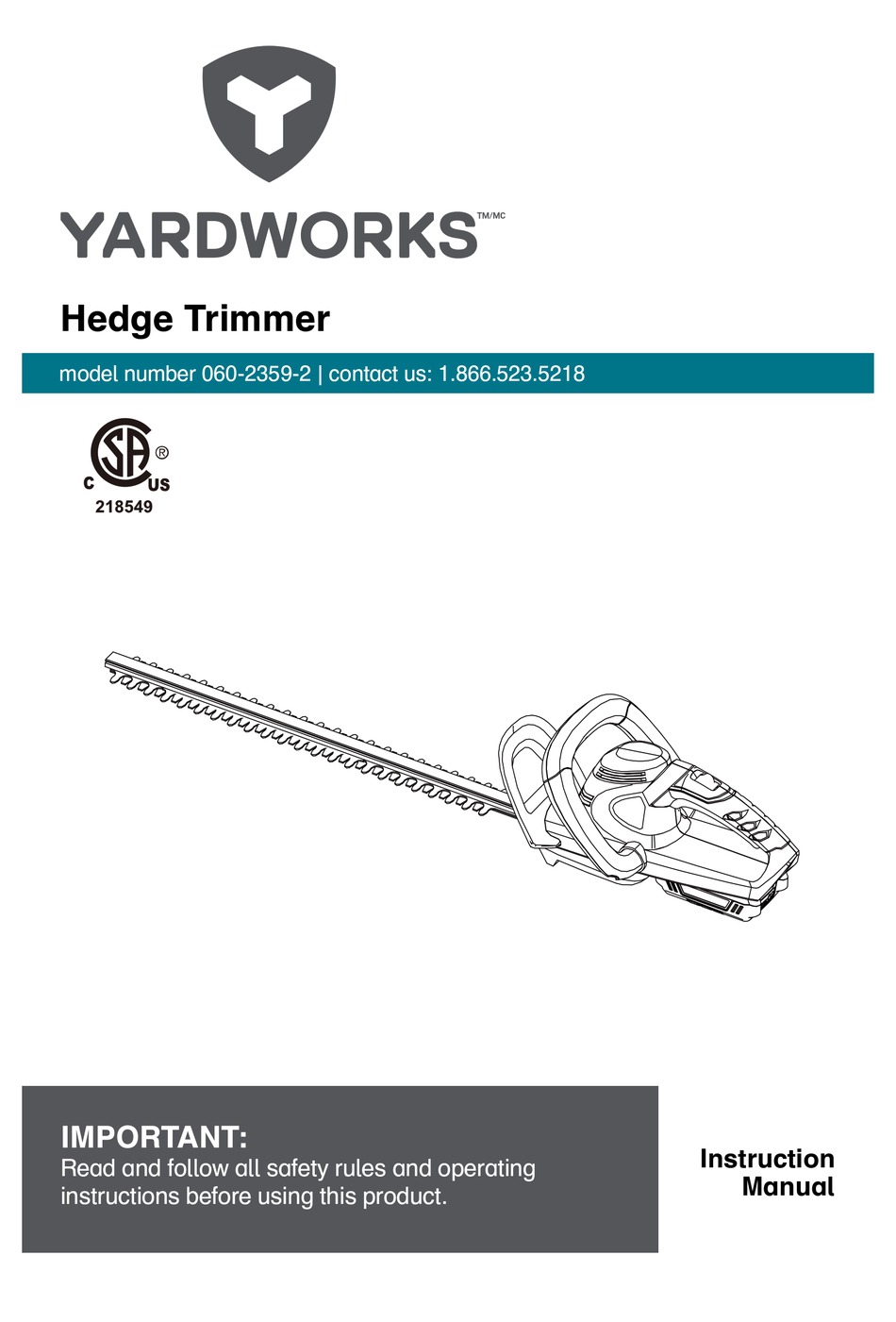 yardworks hedge trimmer battery