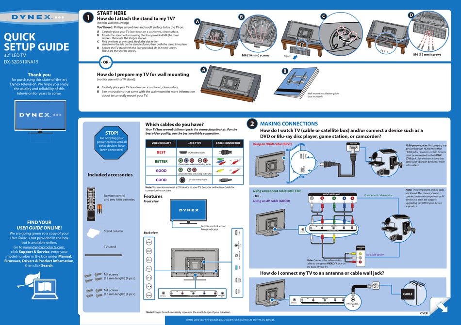 DYNEX DX-32D310NA15 QUICK SETUP MANUAL Pdf Download | ManualsLib