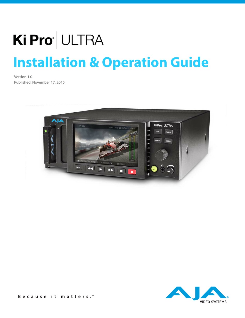 AJA KI PRO ULTRA INSTALLATION & OPERATION MANUAL Pdf Download ManualsLib