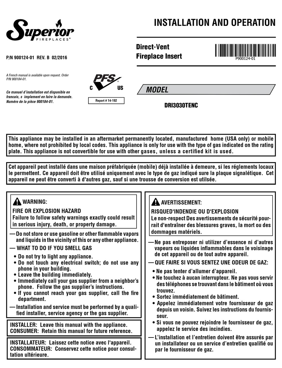 Superior Dri3030tenc Installation And Operation Manual Pdf Download Manualslib