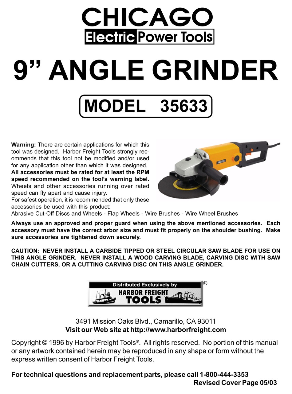 Chicago Electric 35633 Instruction Manual Pdf Download Manualslib