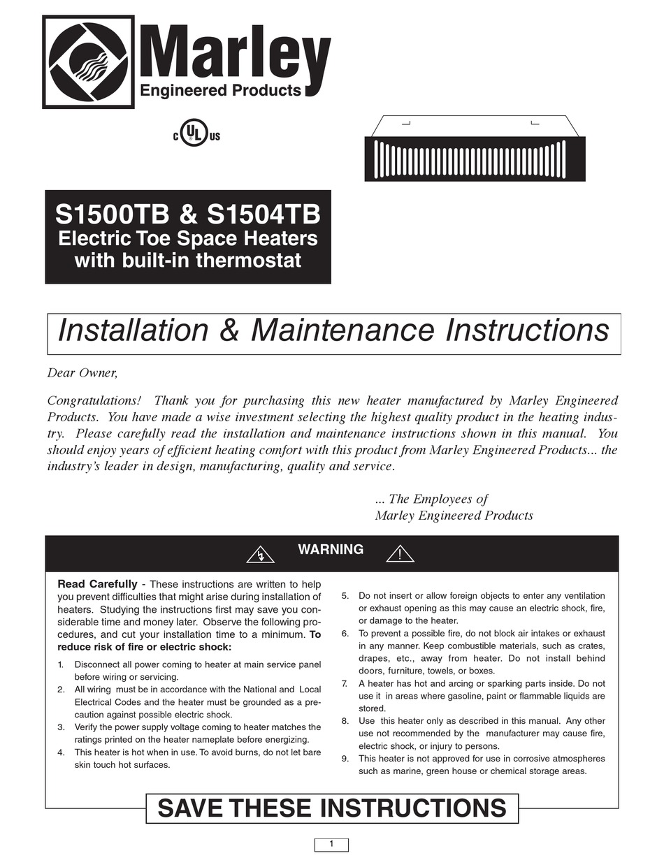 Marley S1500tb Installation Maintenance Instructions Manual Pdf Download Manualslib