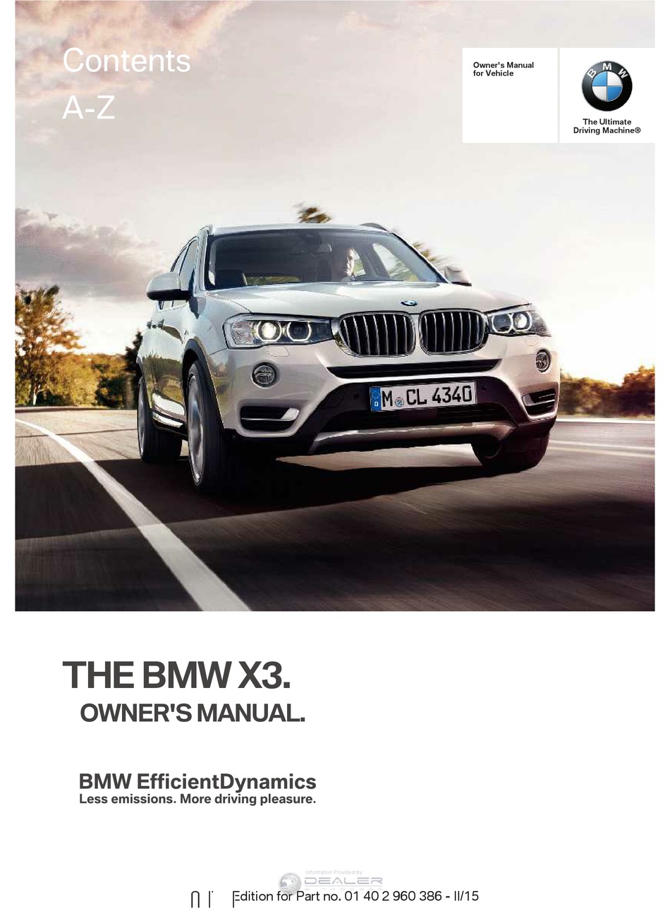 BMW X3 OWNER'S MANUAL Pdf Download | ManualsLib