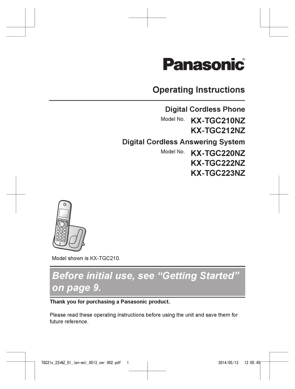 PANASONIC KX-TGC210NZ OPERATING INSTRUCTIONS MANUAL Pdf Download