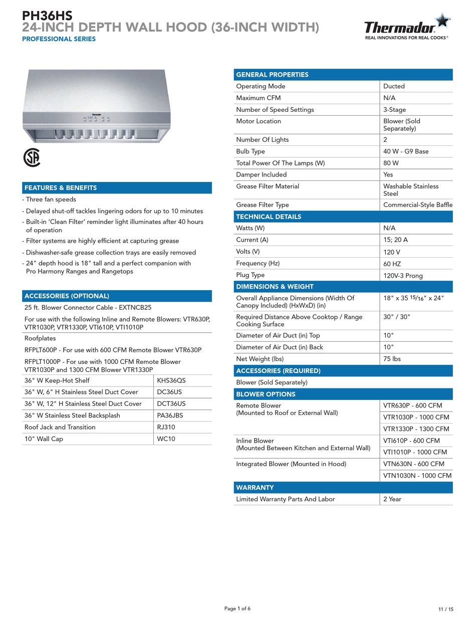 thermador ph36hs