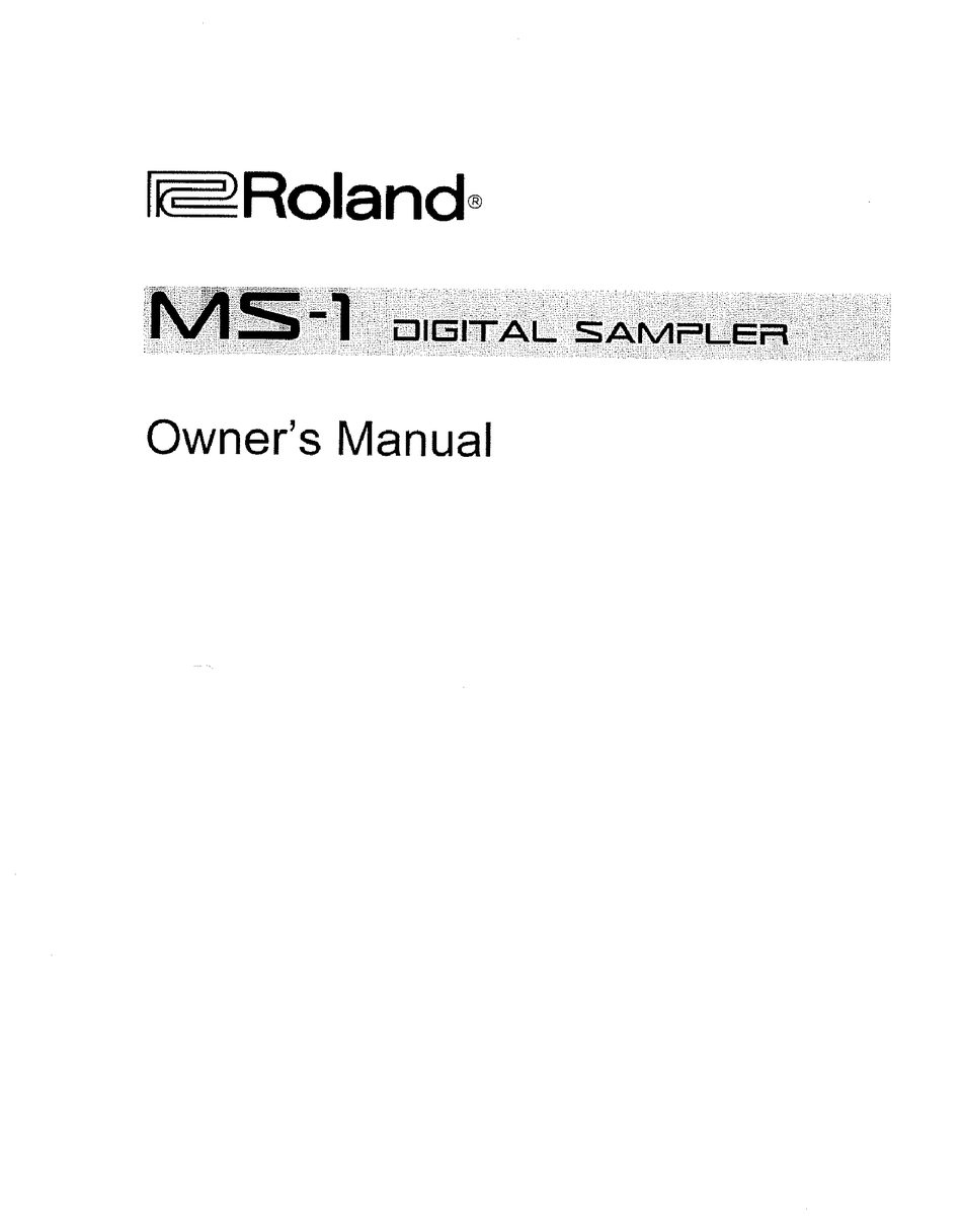 ROLAND MS-1 OWNER'S MANUAL Pdf Download | ManualsLib