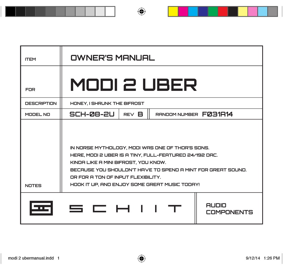 SCHIIT MODI 2 UBER OWNER S MANUAL Pdf Download ManualsLib