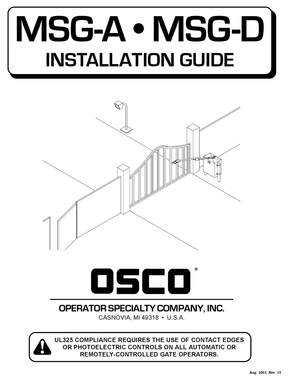 Osco Msg A Installation Manual Pdf Download Manualslib