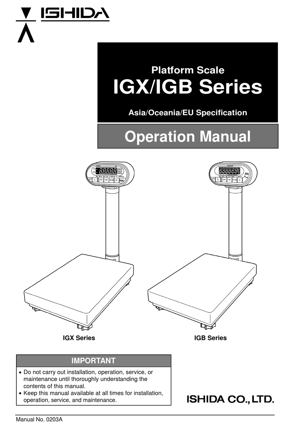ISHIDA IGX SERIES OPERATION MANUAL Pdf Download | ManualsLib