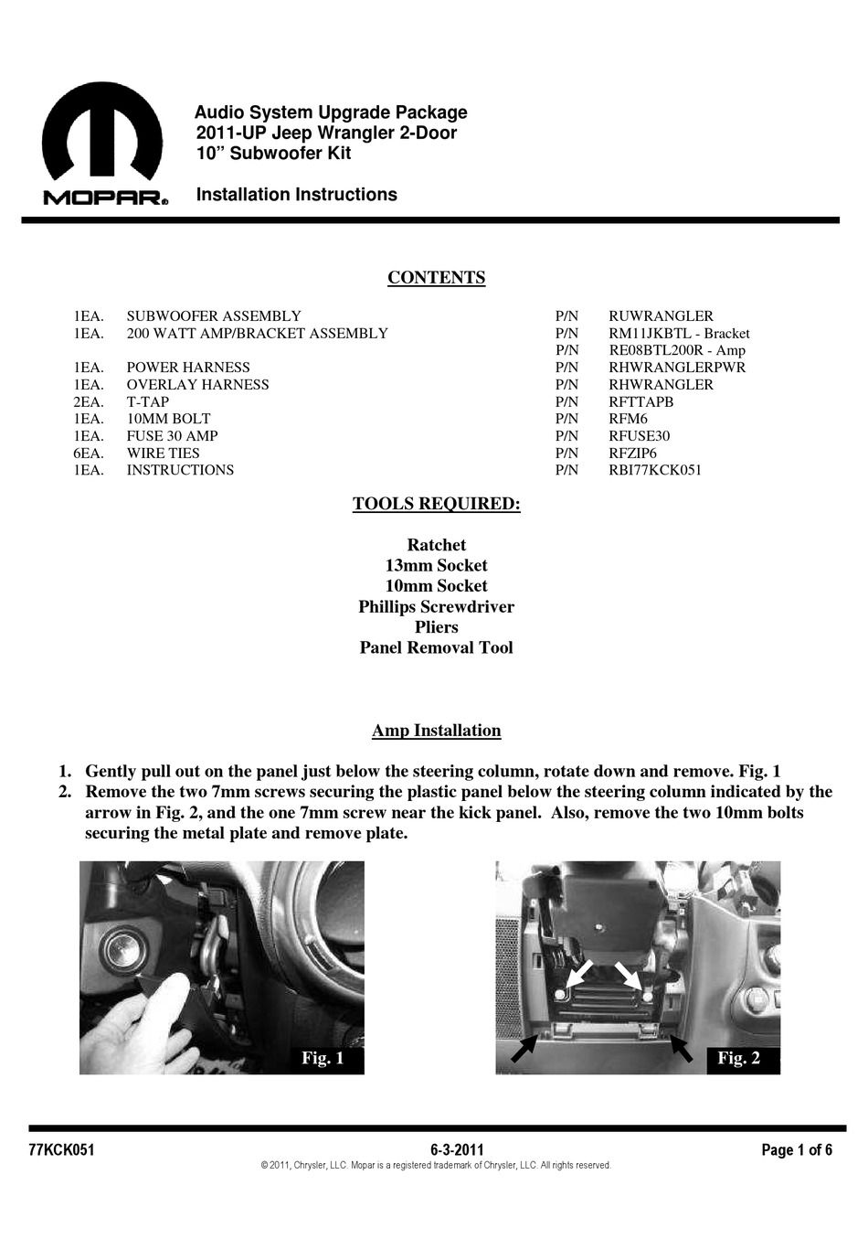 MOPAR 2011UP INSTALLATION INSTRUCTIONS MANUAL Pdf Download ManualsLib
