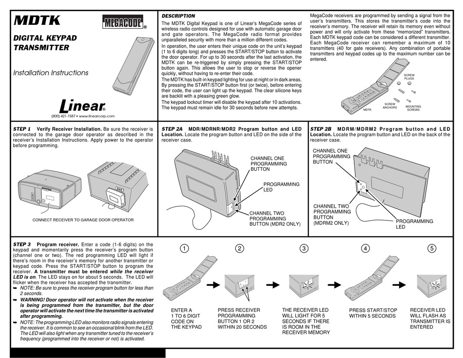 linear corp model mdtk