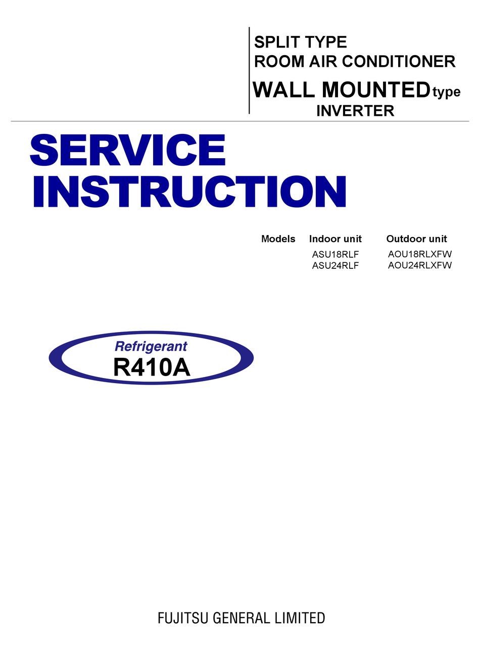 FUJITSU ASU18RLF SERVICE INSTRUCTIONS MANUAL Pdf Download ManualsLib