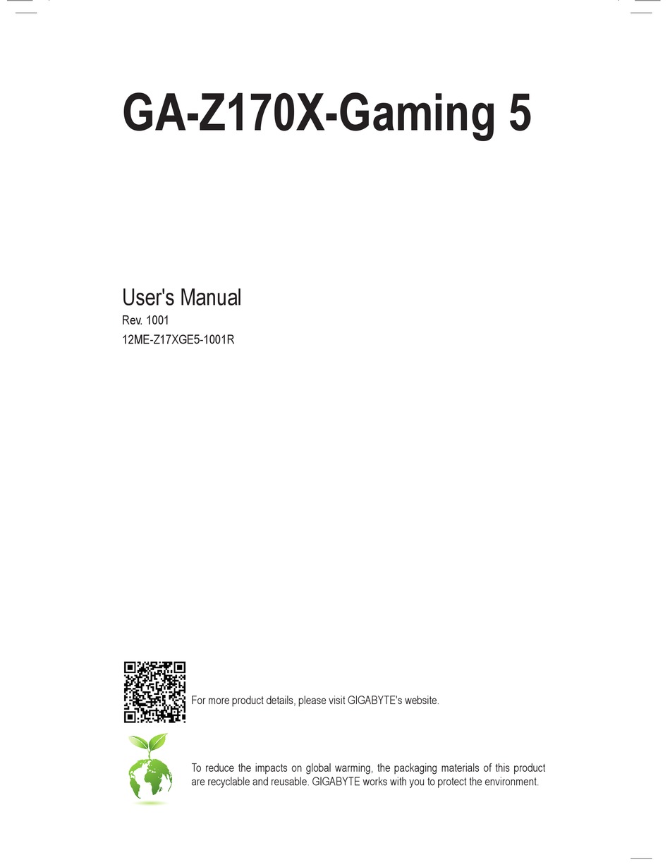 Gigabyte Ga Z170x Gaming 5 User Manual Pdf Download Manualslib