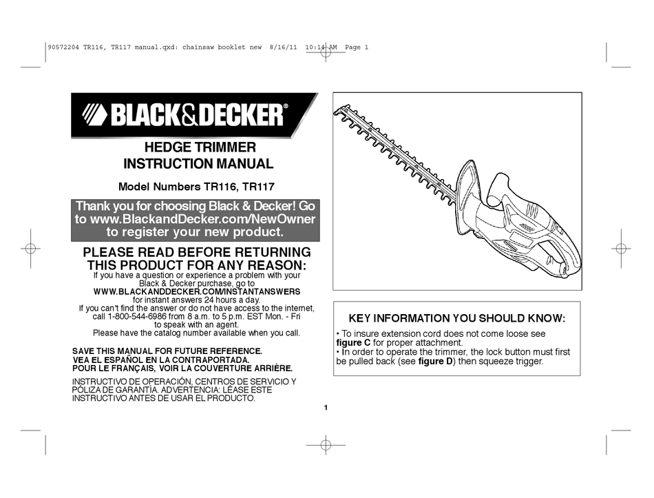 BLACK & DECKER GH600 INSTRUCTION MANUAL Pdf Download