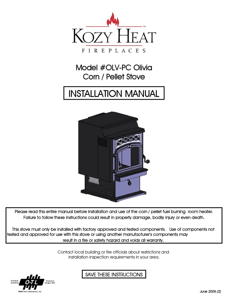 KOZY HEAT OLV-PC OLIVIA INSTALLATION MANUAL Pdf Download | ManualsLib