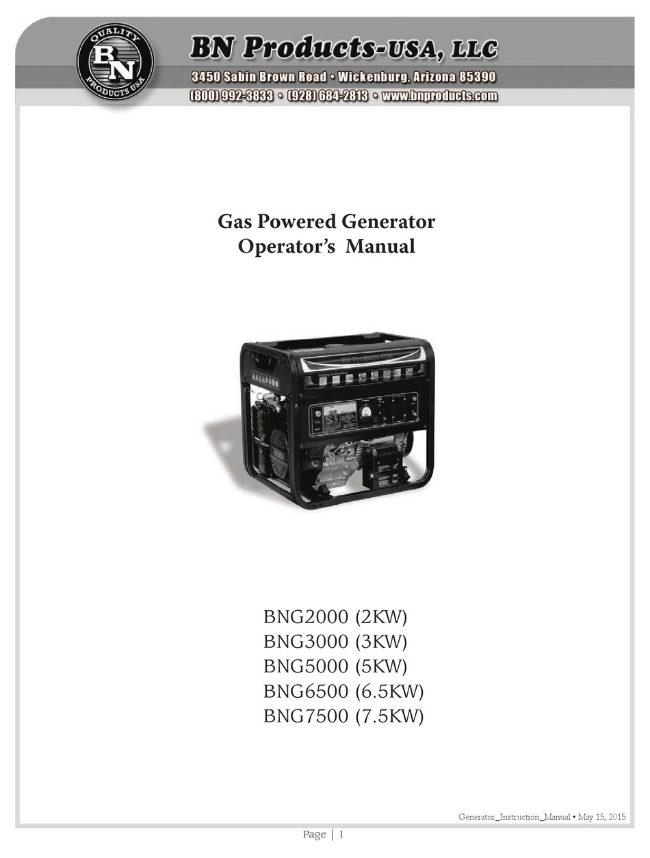 BN PRODUCTS BNG2000 OPERATOR'S MANUAL Pdf Download | ManualsLib