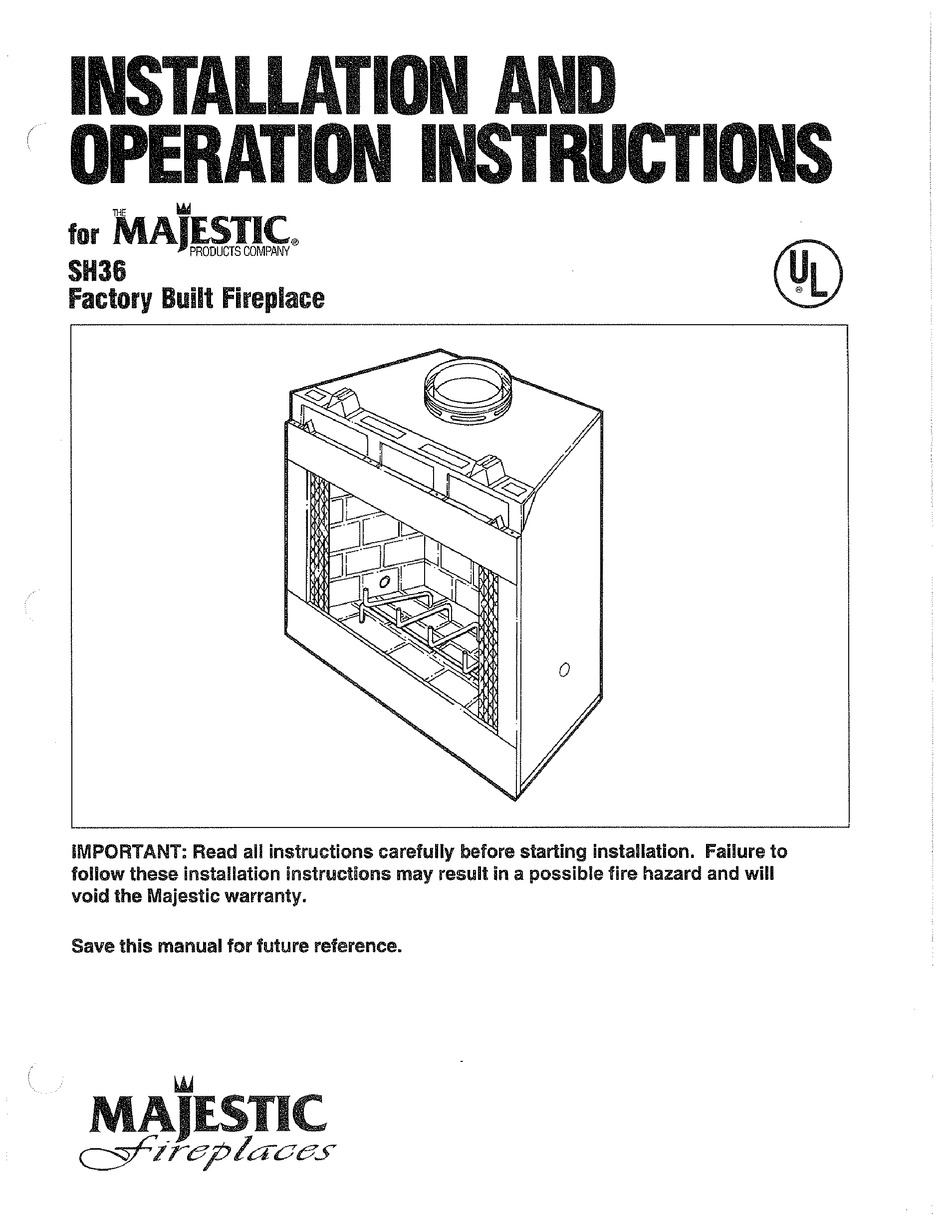MAJESTIC SH36 INSTALLATION AND OPERATING INSTRUCTIONS MANUAL Pdf Download |  ManualsLib