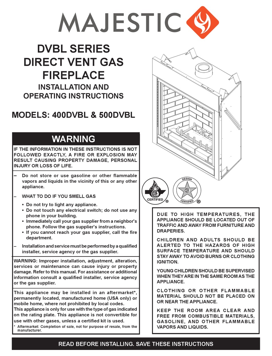 Majestic Dvbl Installation And Operating Instructions Manual Pdf Download Manualslib