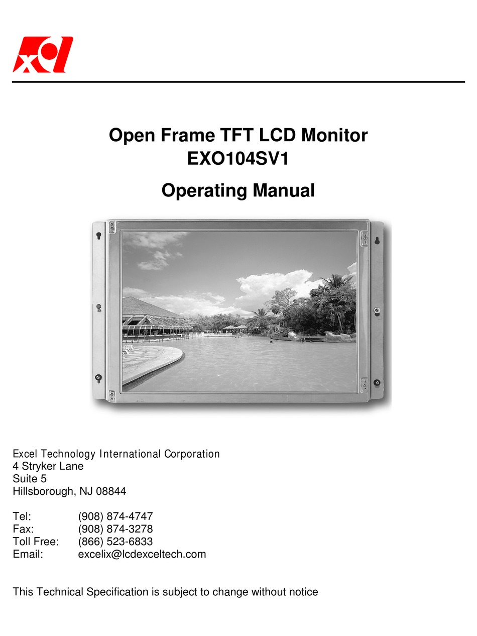 EXCEL TECHNOLOGY EXO104SV1 OPERATING MANUAL Pdf Download ManualsLib