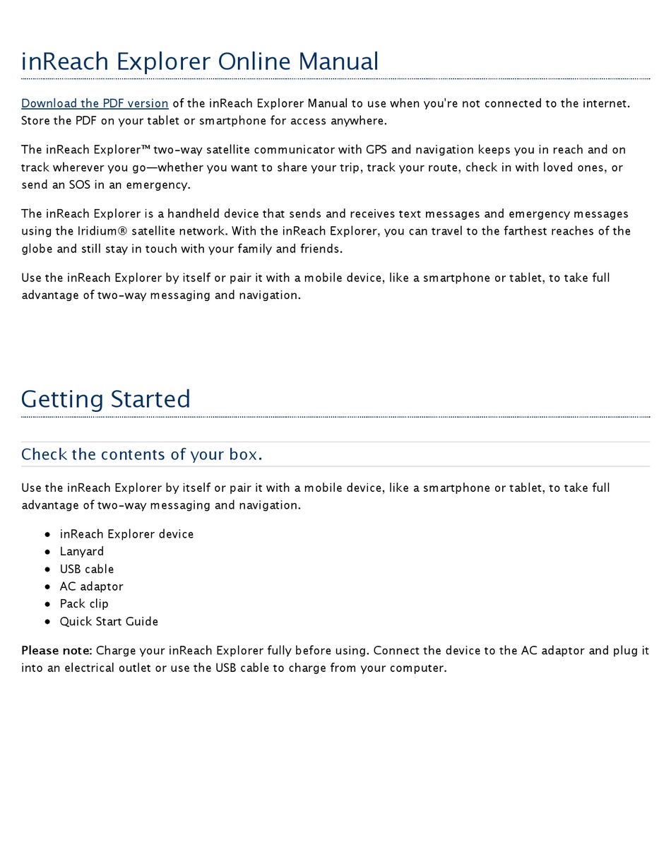 DELORME INREACH EXPLORER ONLINE MANUAL Pdf Download | ManualsLib